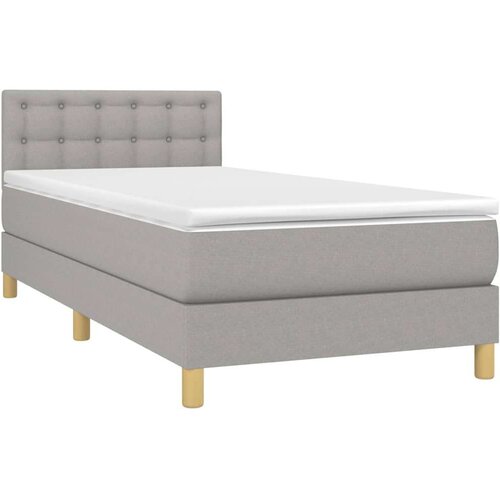 VidaXL Box spring krevet s madracem svjetlosivi 90x190 cm od tkanine Slike
