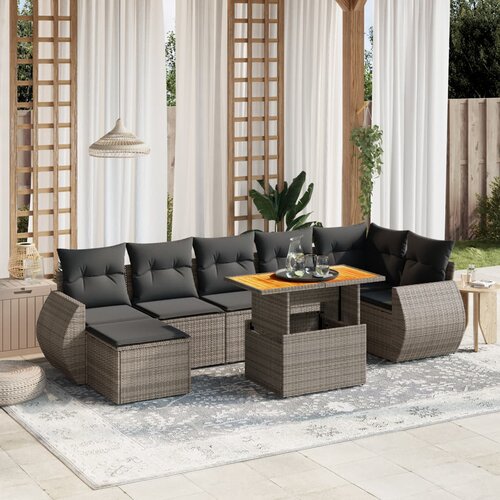 vidaXL 8-dijelni set vrtnih sofa od poliratana s jastucima sivi Cijene