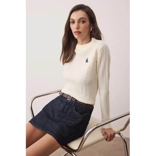 TRENDYOLMILLA ženski duks Twoaw26Kz00122, Ecru Slike