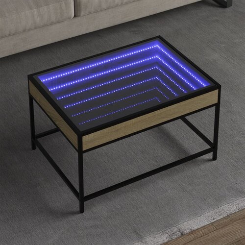 Furnova Klubska mizica z neskončnimi LED sonoma hrast 70x50x41 cm, (21914511) Slike