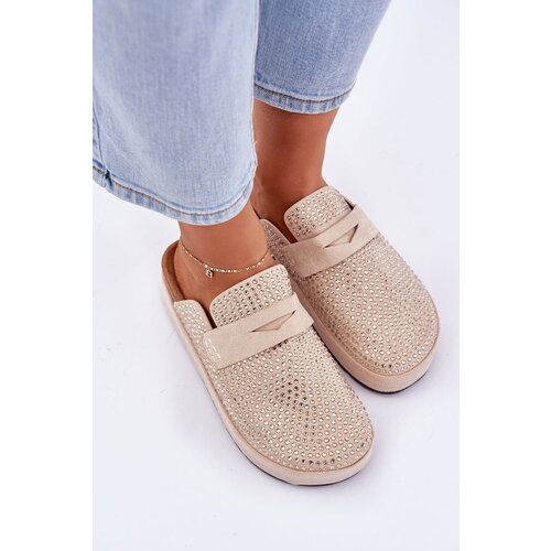 PS1 Women's sandals decorated with rhinestones on a platform beige Deorani Cene