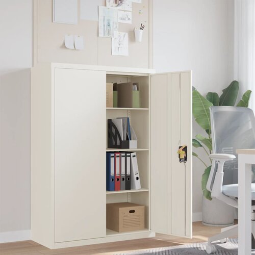 VidaXL Arhivska omara bela 90x40x140 cm jeklo Slike