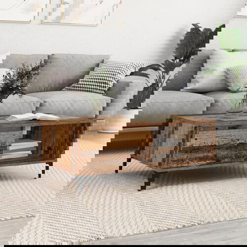 VidaXL s policom s pohranom s vratima Staro drvo 90 x 60 x 35 cm Konstruirano drvo Slike