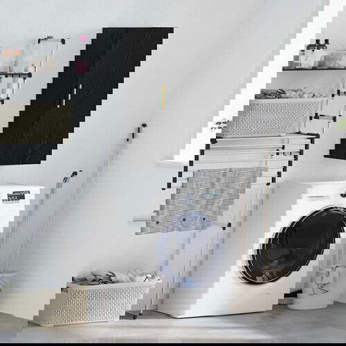 VidaXL Zidni ormarić Crni hrast 34,5 x 34 x 90 cm Konstruirano drvo Slike