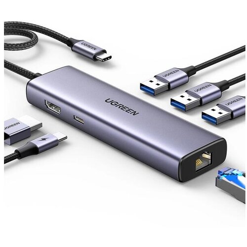 Ugreen USB-C Hub 6-v-1 (100 W PD, 4K@30Hz HDMI) 15598 Cene