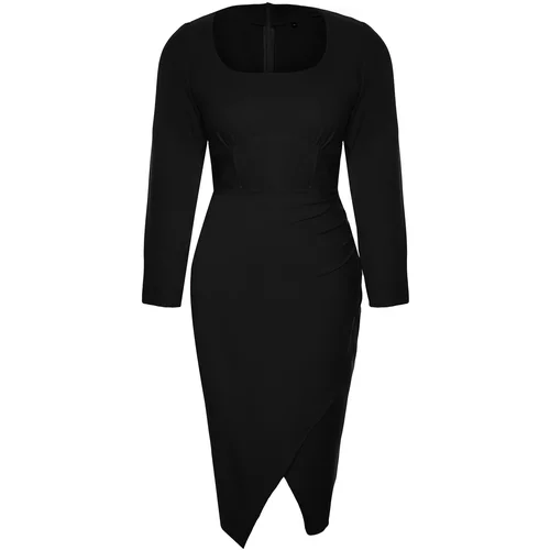 Trendyol Curve Black Fitted Midi Dress