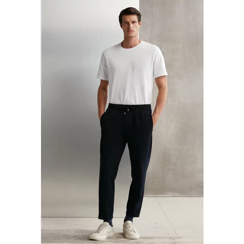 GRIMELANGE WALSH Men's Pique Look Special Fabric Flexible Double Cuff Cord Elastic Waist Trousers