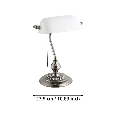 Eglo 901019 - Stona lampa BANKER 1xE27/60W/230V bela/sjajni hrom Slike