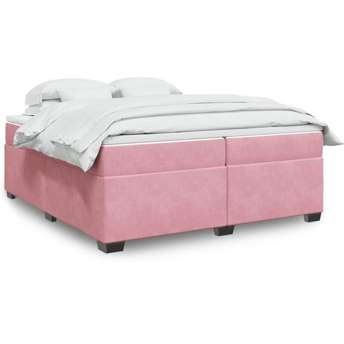 vidaXL Box spring postelja z vzmetnico roza 200x200 cm žamet Cene