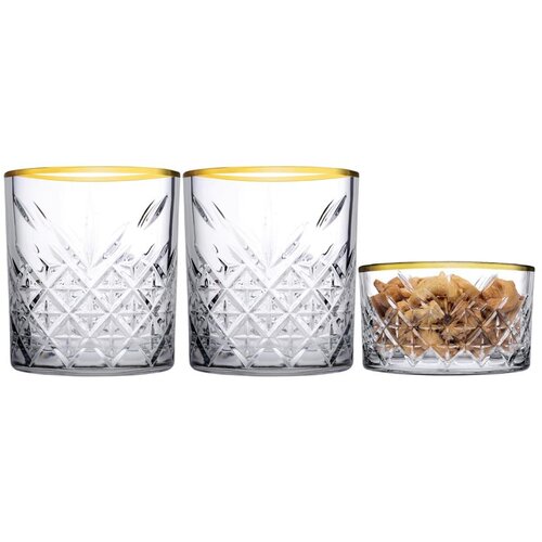 PASABAHCE Kozarec Timeless / 35cl / zlati rob / set / 3kos, (21364418) Cene