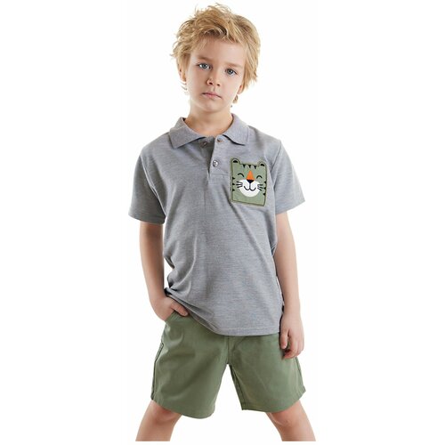 Denokids Tiger Boys Polo Neck T-shirt Shorts Set Slike