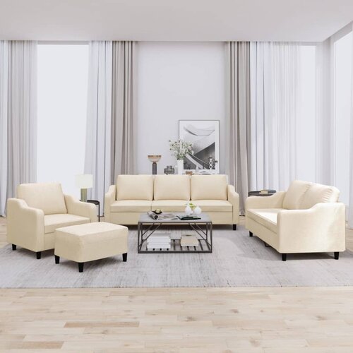  4-dijelni set sofa s jastucima krem od tkanine Cijene
