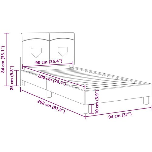  Krevet za djecu s uzglavljem Crna 90 x 200 cm tkanina Slike