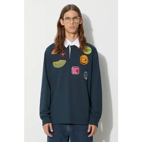 Billionaire Boys Club Pamučna majica dugih rukava PATCHES RUGBY SHIRT boja: tamno plava, s aplikacijom, B23324