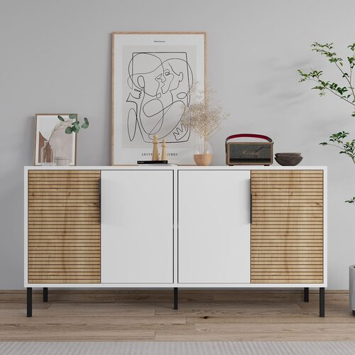 Hanah home konzolni sto Zerra, 150x75x36 cm, Belo-hrast boje Cene