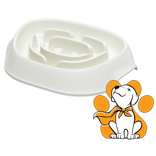 Moderna slomo Soft White 950ml, Činija Za Pse Sa Sporim Protokom Hrane Slike