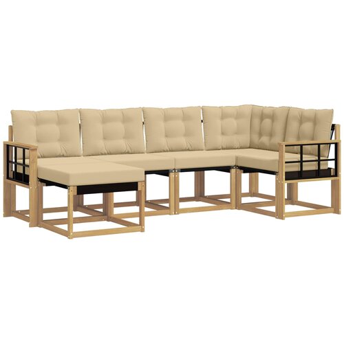 vidaXL Zunanja garnitura za sedenje z blazino 6 pcs Bela in bež, (5000282067) Cene