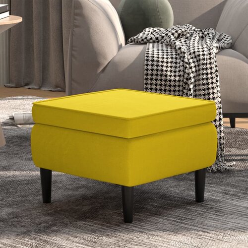 The Living Store Stolček z lesenimi nogami rumen žamet - Stolček, (21482019) Slike