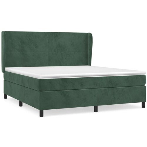 vidaXL Box spring postelja z vzmetnico temno zelena 180x200 cm žamet, (20898616) Cene