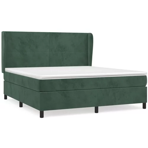 vidaXL Box spring postelja z vzmetnico temno zelena 180x200 cm žamet, (20898616)