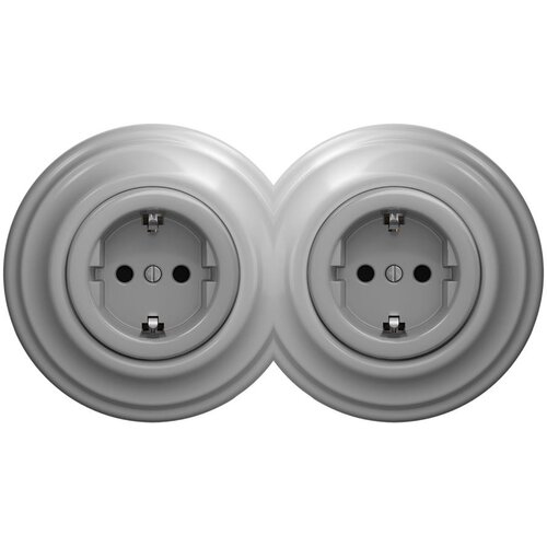  Kliklap - Dvostruka retro kućna utičnica sa okvirom SCHUKO 230V siva Cene