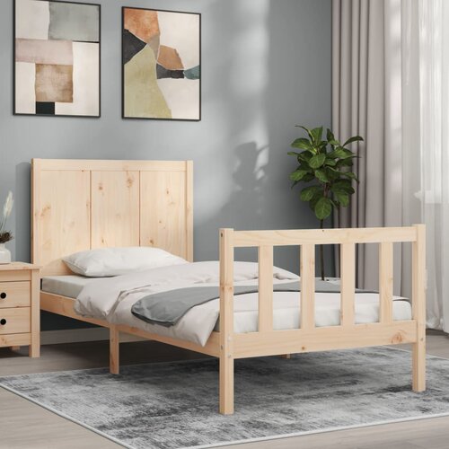 VidaXL Posteljni okvir z vzglavjem 100x200 cm trden les Slike