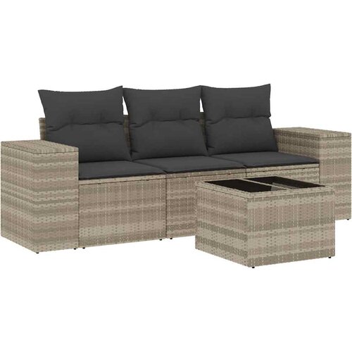 Maison Chic Seti vrtnega pohištva - Vrtna garnitura - Vrtni pohištvo set 4-delna z blazinami siv poli ratan, (21820467) Cene