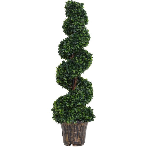 Outsunny Spiralna umetna rastlina iz bo&amp;scaron;njaka (F32cm x 112cm), zelena dekorativna rastlina za notranjo in zunanjo uporabo, z vključenim loncem, (20756620) Slike