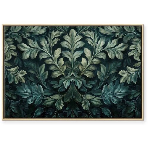  Slika - Dark Green Victorian Leaves: Botanical Carved Composition 60x40 U prirodnom drvenom okviru Cene