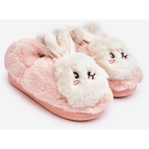 Kesi Fluffy children's slippers with bunny, light pink Apolania Slike