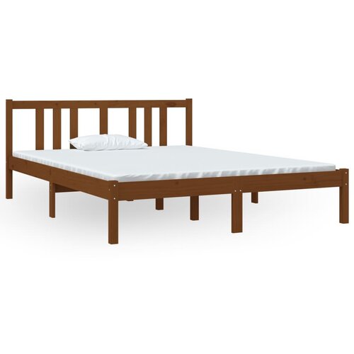 VidaXL Posteljni okvir medeno rjav iz trdnega lesa 140x190 cm, (20644192) Slike