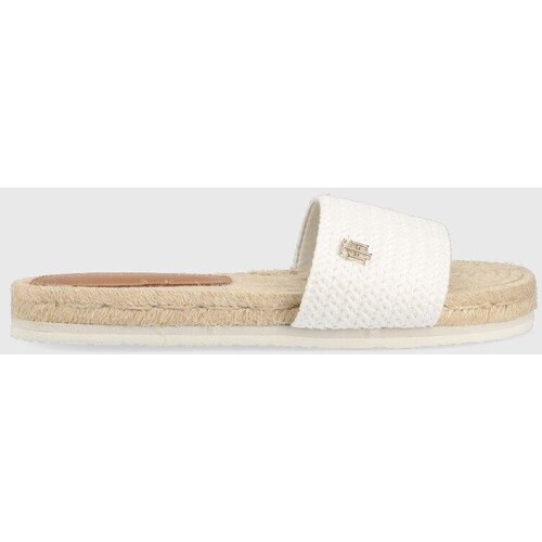 Tommy Hilfiger Natikači Th Textured Flat ženski, bela barva Slike