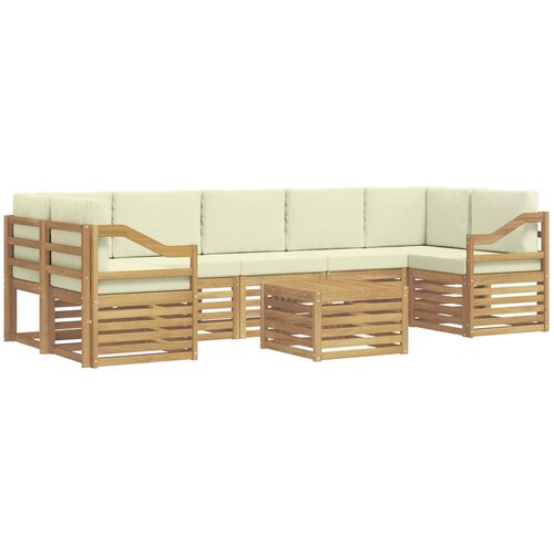 vidaXL Zunanja garnitura za sedenje 8 pcs Bela in krem Poliester, (5000280599) Cene