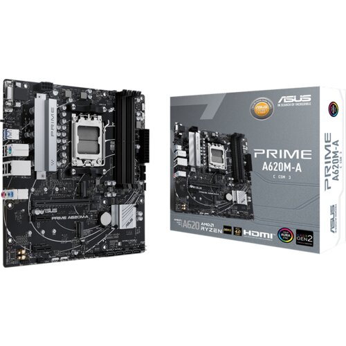 Asus PRIME A620M-A-CSM AM5 mATX MB – AMD A620 4xDIMM DDR5 2xM.2 4xSATA PCIe 4.0 1Gb Ethernet 1xD-SUB 1xDisplayPort 1xHDMI Aura Sync RGB Lighting Cijene