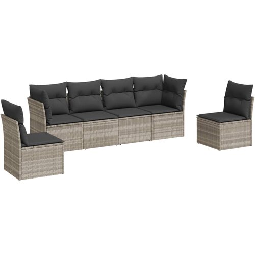  6-dijelni set vrtnih sofa od poliratana s jastucima svjetlosivi Slike