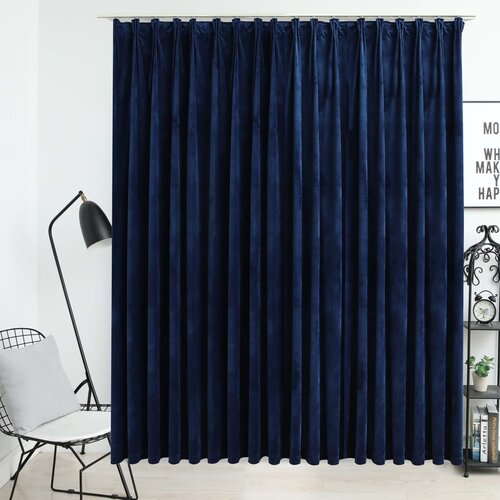 vidaXL Zatemnitvena zavesa z obešali žametna temno modra 290x245 cm Cene
