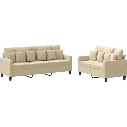  2-dijelni set sofa s jastucima krem od tkanine Slike