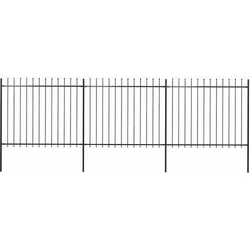  Vrtna ograda s vrhom koplja Čelik 537x150 cm Crna Cene