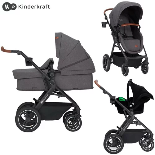 Kinderkraft otroški voziček 3v1 b-tour™ + mink™ pro dark grey