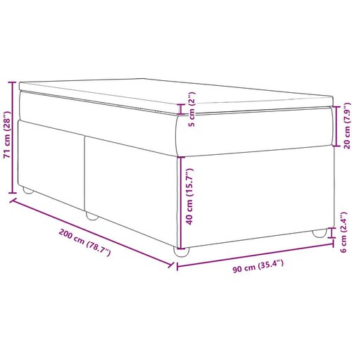  Krevet s oprugama i madracem smeđesivi 90x200 cm od tkanine Slike