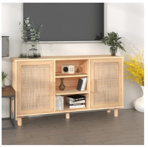  Komoda smeđa 105x30x60 cm masivna borovina i prirodni ratan Cijene