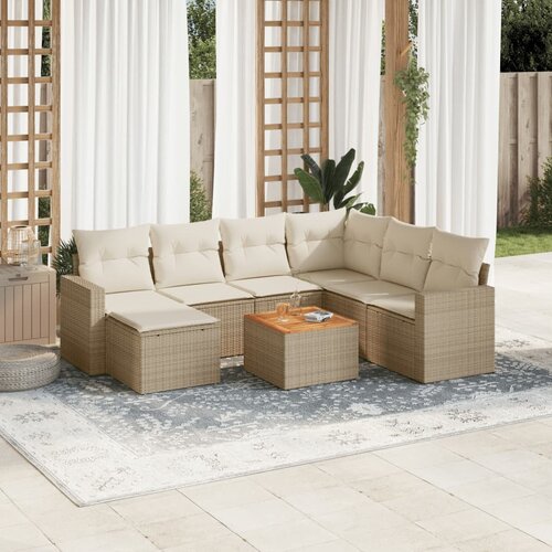 vidaXL 8-dijelni set vrtnih sofa od poliratana s jastucima bež Cijene