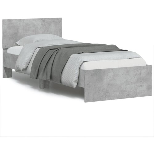 VidaXL Posteljni okvir z vzglavjem betonsko siv 75x190 cm inž. les Slike