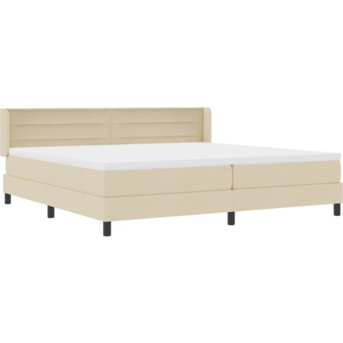  Krevet s uzglavljem u krem boji 200x200 cm tkanina Slike