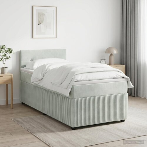  Boxspring krevet s madracem Svjetlosiva 90 x 200 cm Bar&scaron;un Cijene