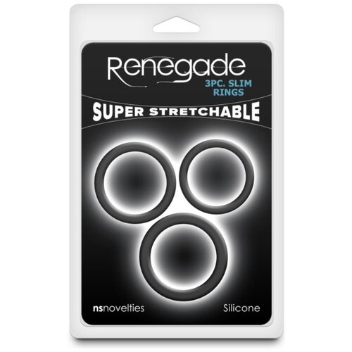 New Sensations Novelties 2024 Komplet Erekcijskih ObroČkov Renegade Slim Black Slike