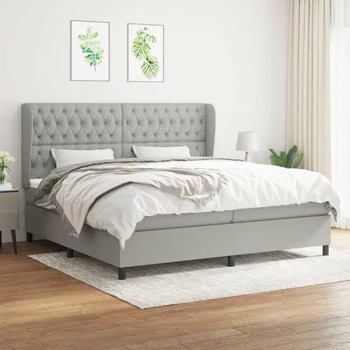  Box spring postelja z vzmetnico svetlo siva 200x200 cm blago, (20726170)