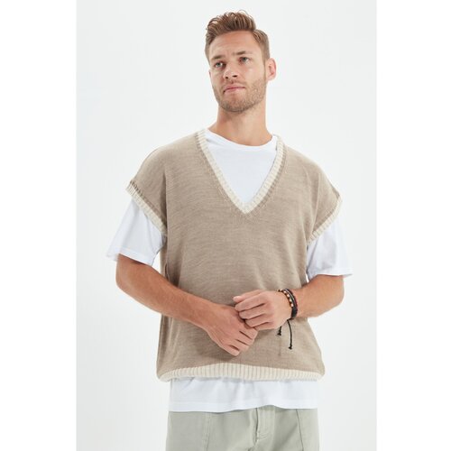 Trendyol Mink Men Regular V Neck Sweater Sweater Slike