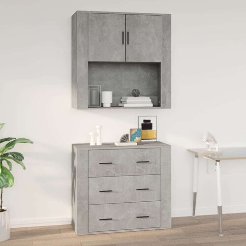  Zidni ormarić siva boja betona 80x33x80 cm konstruirano drvo Slike