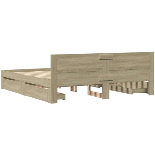 vidaXL Posteljni okvir z vzglavjem sonoma hrast 180x200 cm inž. les Cene